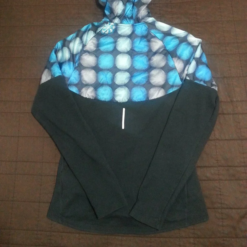 Nike Jacket Windrbreaker Running Dri Fit Hooded Women's Small Black Blue - Picture 8 of 12